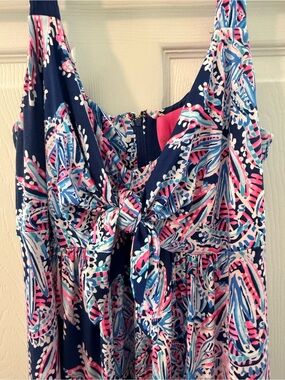 Lilly Pulitzer Maui Maxi Dress Oyster Bay blue Miss shell print size 14